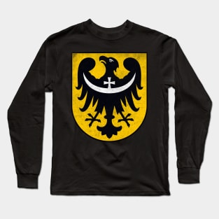 Poland / Lower Silesian Voivodeship / Faded Style Vintage Look Flag Design Long Sleeve T-Shirt